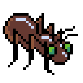 a dancing pixel art ant